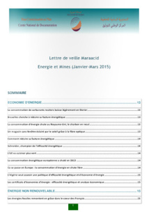 Lettre de veille CND Energie Mines Janv-Mars 2015 Lettre de veille CND Energie Mines Janv-Mars 2015