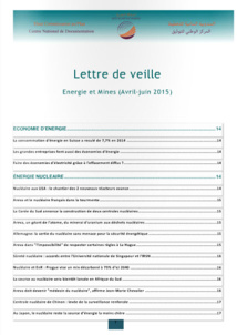 Lettre de veille Energie et mines Avril juin 2015 Lettre de veille Energie et mines Avril juin 2015